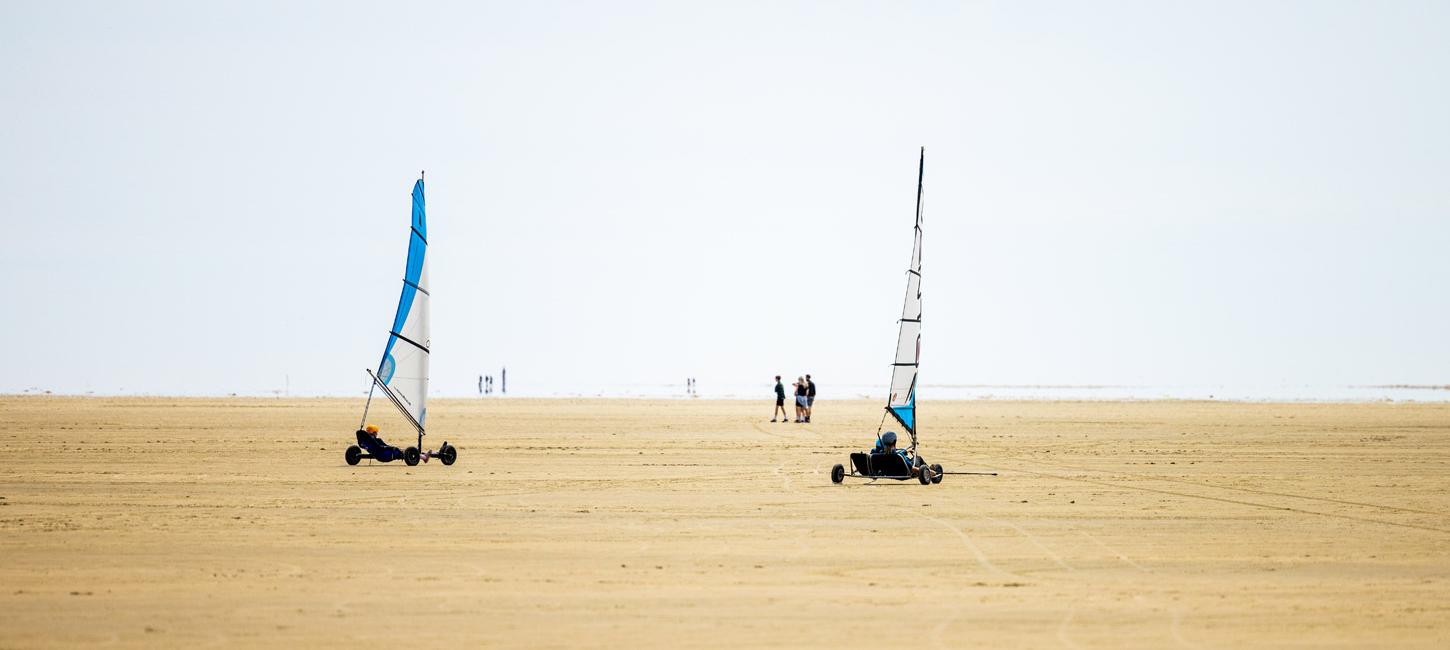 Blokarts på den brede strand på Rømø